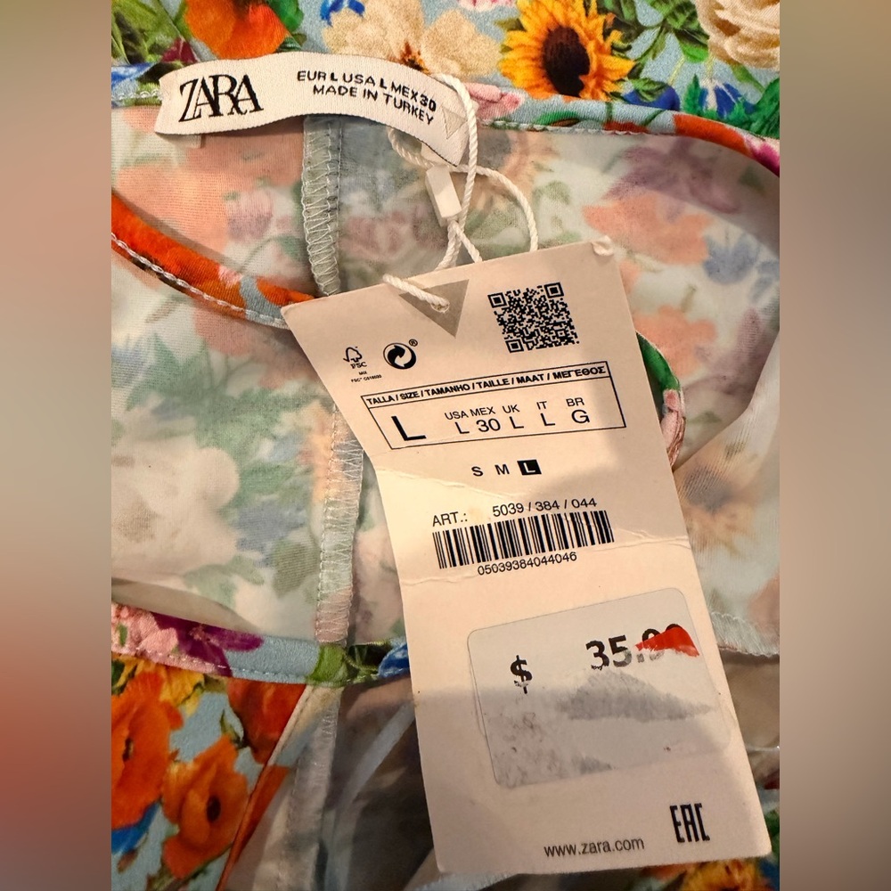 NWT ZARA Floral One Shoulder Romper L Asymmetrical Festival Vacation - Picture 6 of 7